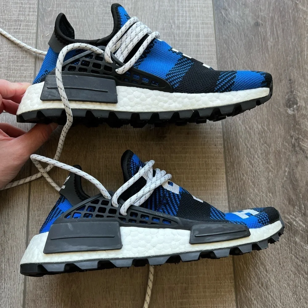 adidas NMD Hu Pharrell x BBC Blue Plaid Size 4